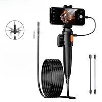 360 Degree Rotation Endoscope Inspection Camera 8.5mm Two-Way HD Articulated Borescope Camera for Automotive Car IOS Android