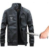 New Self-Defense Anti-Cutting Stab-Resistant Leather Men Jacket Stand Collar Chinese Style Invisible Safety Protective Clothing