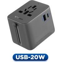 GONEO Universal Travel Adapter, 2USB 1AC, Safety Fuse Auto-Reset ,International Travel Charger Outlet Converter