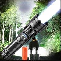 Aluminum Alloy Rechargeable Strong Flashlight Zoomable LED Powerful Flashlights 5 Modes Waterproof