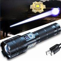 800000lm High Power Strong Light Long Range LEP Flashlight USB Charging 26650 Battery Outdoor