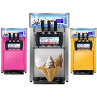 Commercial Ice Cream Machine, Yield, 1200W 3-Flavors Freestanding Soft Serve Ice Cream Make