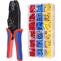 Crimping pliers HS-30J+700PCS cold crimp terminal set pre-insulated terminal pliers electrician