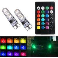2x T10 Waterproof W5w 501 Car Wedge Side Light Bulb-6SMD 5050 RGB 7 Color LED Remote Control (NO Battery)Strobe Flash Wedge Lamp