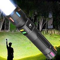 100000LM High Power Flashlight Built-in Battery Torch Rechargeable LED Spotlights Flashlights