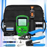 FTTH Fiber Optic Tool Kit with AUA-7S Fiber Cleaver -70~+10dBm AUA-MC7 3 in 1 Mini Optical Power