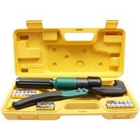 Hydraulic Crimping Tool, Professional Cable Cutter Hydraulic Cable Lug Crimper with 8 Pairs of Dies,