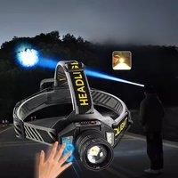 Ultra Powerful Led Headlamp Double Lamp Beads High Power Rechargeable Head Flashlight Built-In