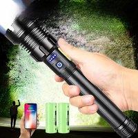5000000lm Most Powerful Led Flashlight Rechargeable Type-c Flashlight Long Range 2000m Tactical