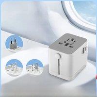 GONEO Safety Universal Travel Adapter with 1USB-C 1USB-A 2AC All in One Worldwide Plug EU US UK AUS CN JP Standard Adaptor