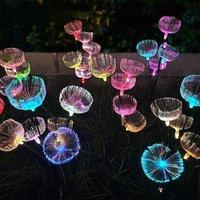 2pcs Outdoor Solar Jellyfish Light, 7 LED Fiber Optic Pathway Lights , for Courtyard, Garden, Villa, Lawn, Waterproof Camping