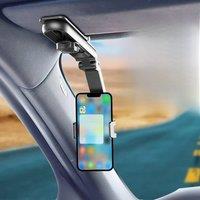 1pc Car Phone Holder, Multifunctional 360 Degree Rotating Rearview Mirror, Seat Clip Holder, 4.0-6.1
