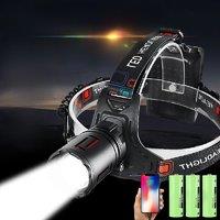 Ultra Powerful LED Headlamp 2300000LM Super Bright Headlight Rechargeable LED Front Lamp High Power