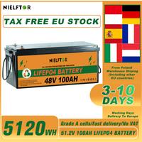NIELFTOR New 24v 100AH 48v 100AH 200AH 300ah LiFePO4 Battery 12V 24v Lithium Iron Phosphate Batteries RV Solar Camping free tax