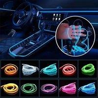 1M/2M/3M/5M Car Interior Led Decorative Lamp EL Wiring Neon Strip For Auto DIY Flexible Ambient Light USB Party Atmosphere Diode