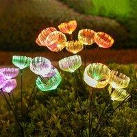 2pcs Outdoor Solar Jellyfish Light, Pathway Lights, Fiber Optic LED Lamp, for Courtyard Garden Villa Lawn Waterproof Camping Dec