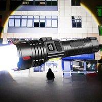 Super Bright Rechargeable LED Flashlight Work 24H Illumination 4000M Ultra Powerful Torch waterproof