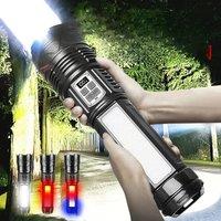 5000000LM Powerful LED Flashlights 1600W LED Rechargeable Torch With COB Light Tactical High Power