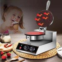 Stainless Steel Double Head Ice Cream Cone Making Machine Ice Cream Maker Electric Waffle Cone Baker Oven Crispy Egg Roll Baking