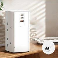 LDNIO Vertical Socket Tower 2M Extension Power Cord USB UK Plug 70W Type C Fast Charging Stations Uk Butt Plug Filters Adapter