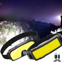Portable COB LED Floodlight Head Flashlight Built-in Battery USB Rechargeable Outdoor Head-mounted