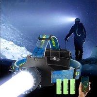 1800000LM 800W Head Flashlight Long Range 3000M Head Lantern Type-c Rechargeable Headlamp Waterproof
