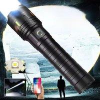 28000000LM High Power LED Flashlights Waterproof Zoom Hand Lamp 10000mAh Rechargeable Outdoor Work