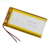3.7V 1750mAh 6.47Wh Li-polymer Li Lipo Rechargeable Battery 653569 For GPS Bluetooth Speaker LED Light DashCam Driving Recorder