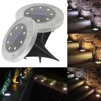 4 Pcs 8LED Solar Disk Light Outdoor Garden Underground Lights LED Deck Lamp Spotlight Buried for Garden Villa Pathway Patio Deco