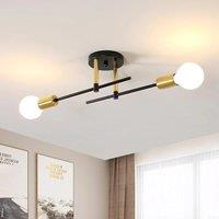 Vintage Ceiling Lamps,Black Chandelier,2 Bulb E27 Bedroom Ceiling Lights for Living Room,
