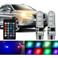 T10 W5W RGB LED Canbus 194 168 Led Bulb W5W 5050SMD Car Dome Reading Light SilicaGel Led Wedge Side Lamp With Remote Control