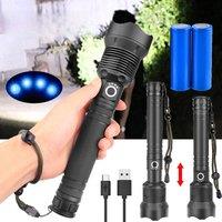 2000LM USB Powerful Flashlight Torch Super Bright Rechargeable Zoom LED Flashlight Camp Lamp