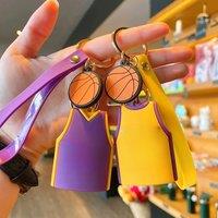 1 home jersey keychain, cartoon basketball car key pendant, back packaging accessory