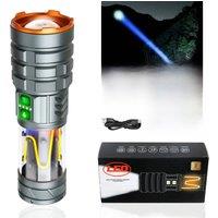 New Led Flashlight USB Rechargeable Tactical Emergency Flash, Telescopic Zoom Portable Battery Lamp Outdoor Camping Flashlight