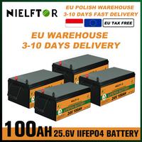 NIELFTOR New 24v 100AH 12v 48v 100AH 300ah LiFePO4 Battery 12V 24v Lithium Iron Phosphate Batteries RV Solar Camping free tax
