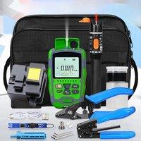 Fiber Optic Tool Kit with HB-08 Fiber Cleaver -70+10dBm/-50+26dBm 3 in 1 Mini Optical Power Meter
