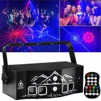 6 Holes RGB Laser Party Light With Remote 120 in 1 Patterns USB Led Lighting Stage Laser Projector For DJ Disco Event Shows