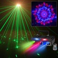 DJ Laser Party Lights 3 Lens Pattern Laser Light Projector Stage Strobe Lighting DMX512 Music Sound Activated Disco Club Lights