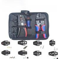 30J Ratchet Crimping Pliers with Wire Stripper and 8 Jaw Set Labor-saving Multi-functional Ratchet