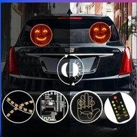 1pc Expression Fun Gesture LED Car Rear Windshield Display Sign, Round Light-up Emoticon Message Board with Remote Car Lights