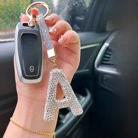 1pcs Light Luxury letter Keychain Full Rhinestone Alloy Key Rings Women Handbag Pendant Creative Key