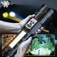 10000000Lm High Power White And Yellow Laser Dual Light Source Flashlight Cob Side Light Tactical