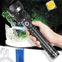 Powerful LED Flashlight With XHP 70.2 Lamp bead Zoomable 3 lighting modes LED Torch Support for