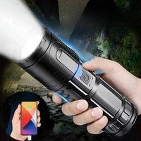 Bright White laser LED Flashlight with COB Taillights Rechargeable USB Power Bank Fishing Lantern