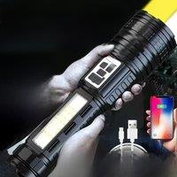 Powerful Dual Light Source Flashlight Built-in 18650 Battery Rechargeable Type-c Flashlight Fishing