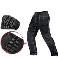 Men Working Pants Multi Pockets Trousers With Removable Eva Knee Pads Top Quality Mechanic Cargo Pan New 2024