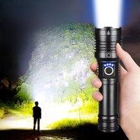 NEW High Power LED Flashlight XHP220 Super Bright Usb Rechargeable Torch 18650 Zoom Powerful Flash