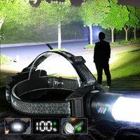 NEW 250000LM Powerful LED Headlamp Rechargeable Headlight Outdoor Zoom Waterproof Work Head Lamp