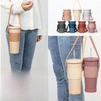 New Handheld Cup Cover Thickened Milk Tea Cup Accessories Outdoor Hand in Hand Bag PU Leather Anti