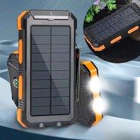 Portable Waterproof Solar Power Bank 10000mAh Camping LED Light Outdoor Travel USB Power Bank For IPhone For Xiaomi For Samsung